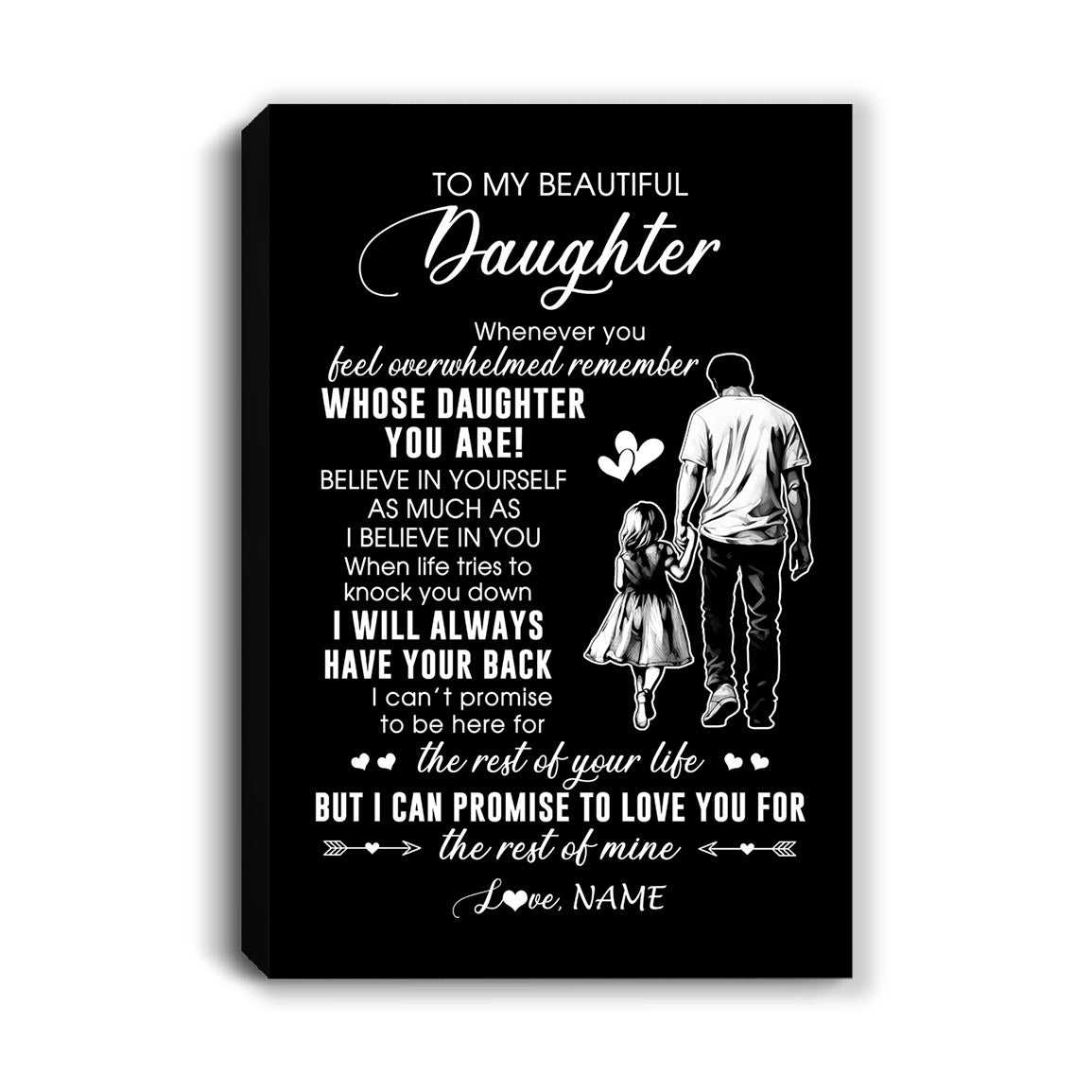 Personalized To My Daughter Canvas From Dad Father Whenever You Feel Overwhelmed Daughter Birthday Gifts Graduation Christmas Custom Wall Art Print Framed Canvas | siriusteestore