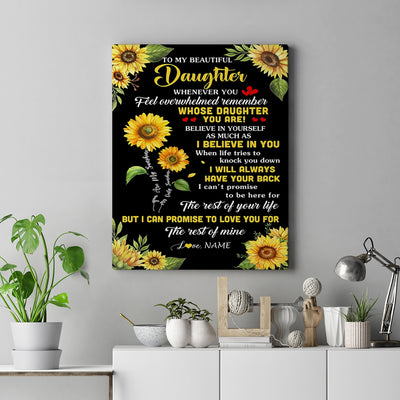 Personalized To My Daughter Canvas From Mom Dad Father Whenever You Feel Sunflower Daughter Birthday Gifts Graduation Christmas Custom Wall Art Print Framed Canvas | siriusteestore