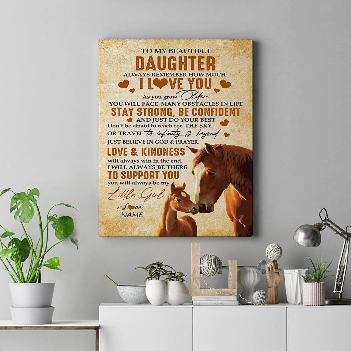 Personalized To My Daughter Canvas From Mom Dad Mother Father Always Remember I Love You Horse Daughter Birthday Gifts Christmas Custom Wall Art Print Framed Canvas | siriusteestore
