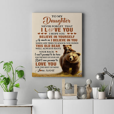 Personalized To My Daughter Canvas From Mom Dad Mother Father This Old Bear Love You Daughter Birthday Gifts Graduation Christmas Custom Wall Art Print Framed Canvas | siriusteestore