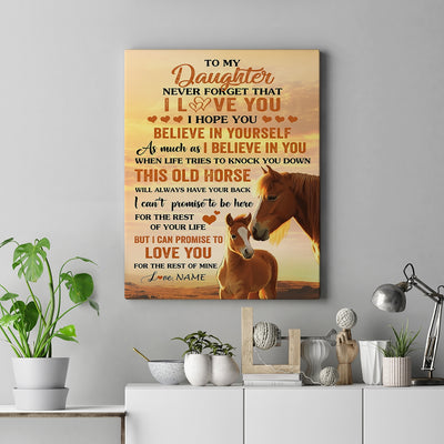 Personalized To My Daughter Canvas From Mom Dad Mother Father This Old Horse Love You Daughter Birthday Gifts Graduation Christmas Custom Wall Art Print Framed Canvas | siriusteestore