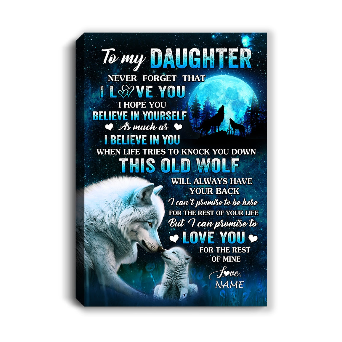 Personalized To My Daughter Canvas From Mom Dad Mother Father This Old Wolf Love Daughter Birthday Gifts Graduation Christmas Custom Wall Art Print Framed Canvas | siriusteestore