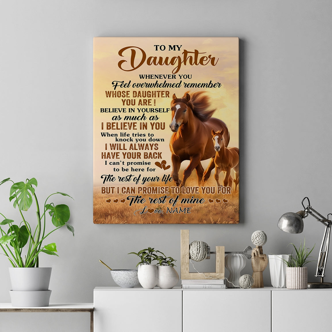 Personalized To My Daughter Canvas From Mom Dad Mother Father Whenever You Feel Horse Daughter Birthday Gifts Graduation Christmas Custom Wall Art Print Framed Canvas | siriusteestore