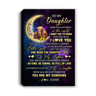 Personalized To My Daughter Canvas From Mom Dad Mother Positive Energy Encourage Brave Little Bear Daughter Birthday Gifts Christmas Custom Wall Art Print Framed Canvas | siriusteestore