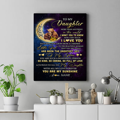 Personalized To My Daughter Canvas From Mom Dad Mother Positive Energy Encourage Brave Little Bear Daughter Birthday Gifts Christmas Custom Wall Art Print Framed Canvas | siriusteestore
