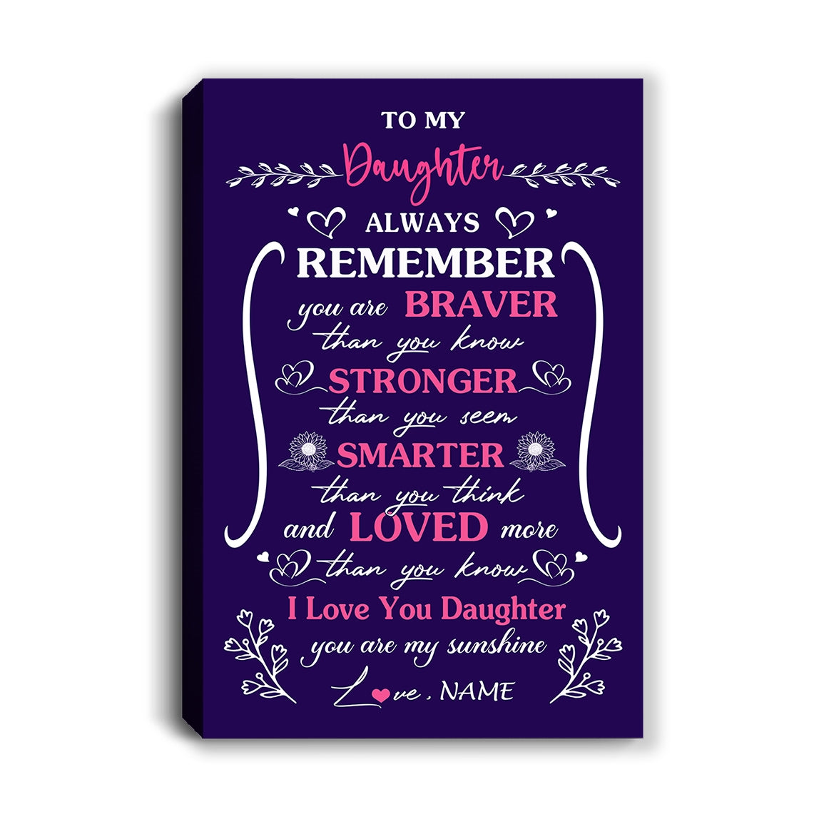 Personalized To My Daughter Canvas From Mom Dad Mother Purple I Love You Daughter Birthday Gifts Graduation Christmas Custom Wall Art Print Framed Canvas | siriusteestore