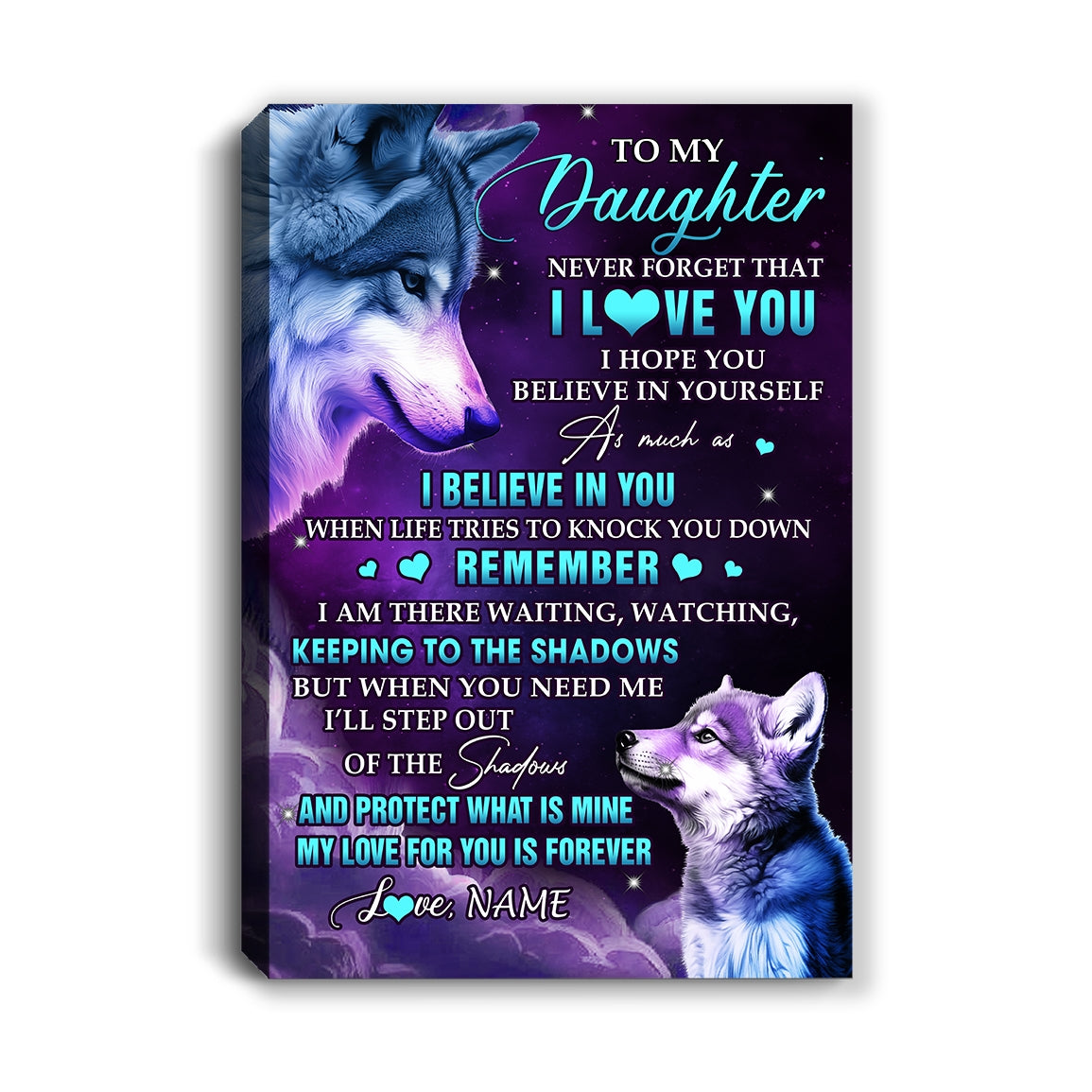 Personalized To My Daughter Canvas From Mom Dad Mother Wolf Moon My Love For You Is Forever Daughter Birthday Gifts Christmas Custom Wall Art Print Framed Canvas | siriusteestore
