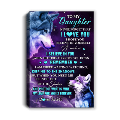Personalized To My Daughter Canvas From Mom Dad Mother Wolf Moon My Love For You Is Forever Daughter Birthday Gifts Christmas Custom Wall Art Print Framed Canvas | siriusteestore