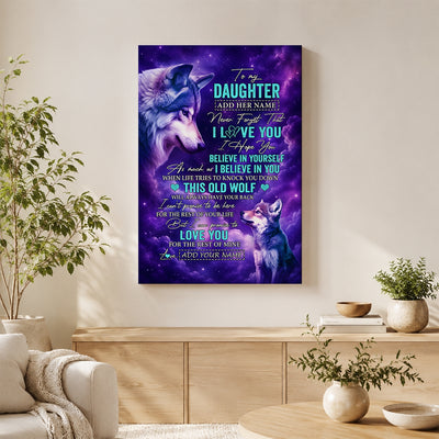 Personalized To My Daughter Canvas From Mom Dad Wolf Never Forget I Love You Daughter Birthday Gifts Graduation Christmas Custom Wall Art Framed Canvas | siriusteestore