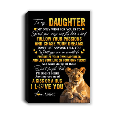Personalized To My Daughter Canvas From Mom Mother Lion My Only Wish For You Daughter Birthday Gifts Graduation Christmas Custom Wall Art Print Framed Canvas | siriusteestore