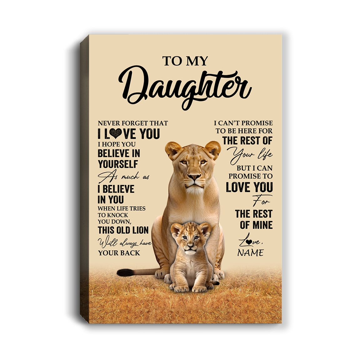 Personalized To My Daughter Canvas From Mom Mother Lion Never Forget That I Love You Daughter Birthday Gifts Graduation Christmas Custom Wall Art Print Framed Canvas | siriusteestore