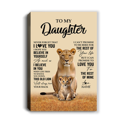 Personalized To My Daughter Canvas From Mom Mother Lion Never Forget That I Love You Daughter Birthday Gifts Graduation Christmas Custom Wall Art Print Framed Canvas | siriusteestore
