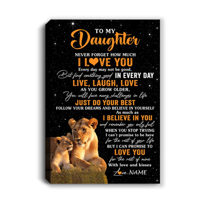 Personalized To My Daughter Canvas From Mom Mother Live Laugh Love Lion Daughter Birthday Gifts Positive Graduation Christmas Custom Wall Art Print Framed Canvas | siriusteestore