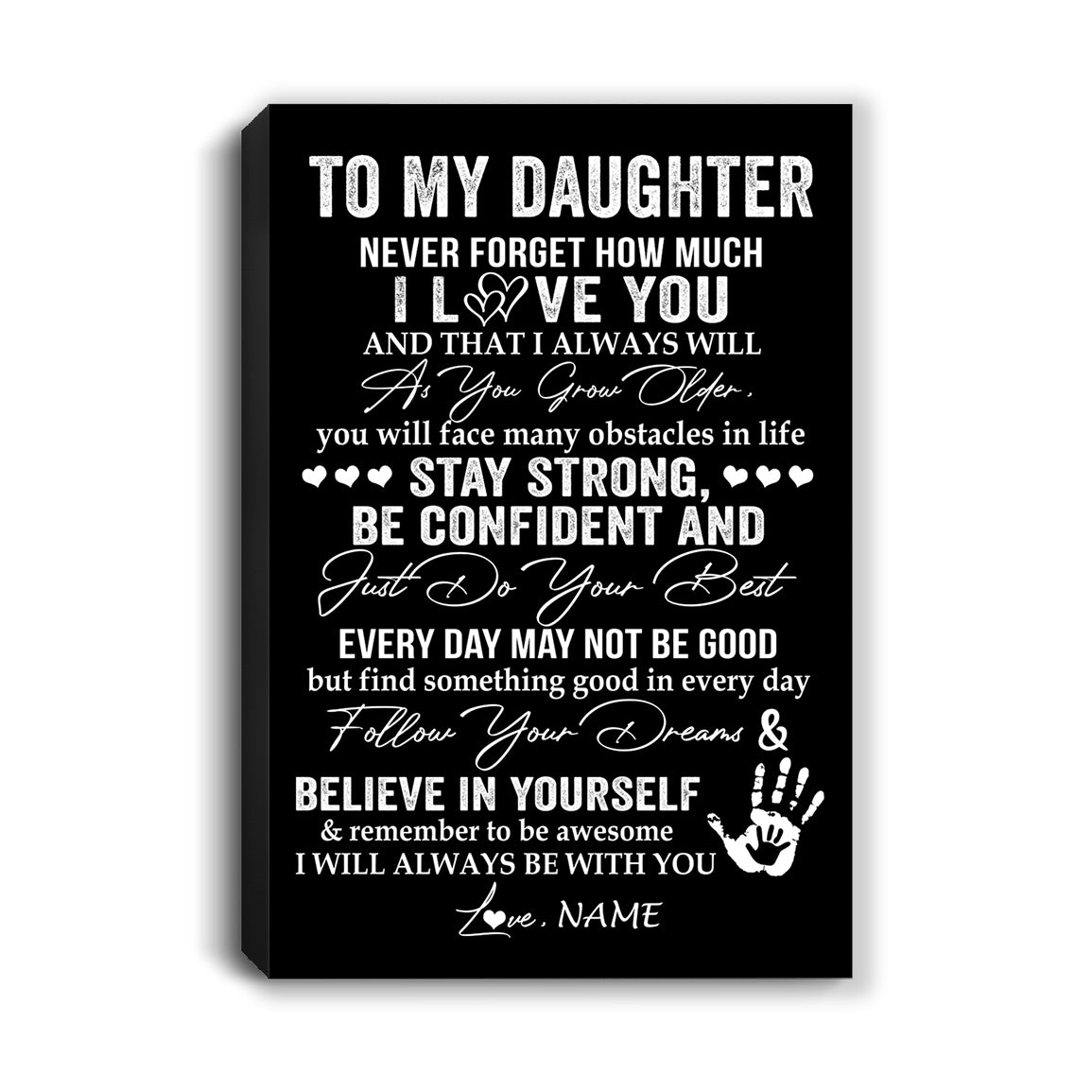Personalized To My Daughter Canvas I Love You Forever From Mom Dad Daughter Birthday Gifts Christmas Thanksgiving Graduation Custom Wall Art Print Framed Canvas | siriusteestore