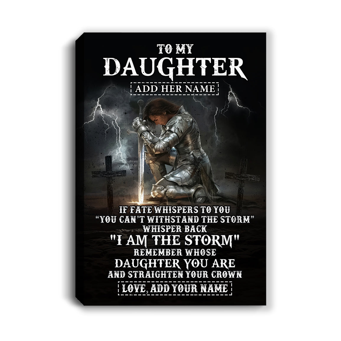 Personalized To My Daughter Canvas Women Warrior Knights Templar I Am The Storm Best Daughter Birthday Gifts Graduation Christmas Custom Wall Art Print Framed Canvas | siriusteestore