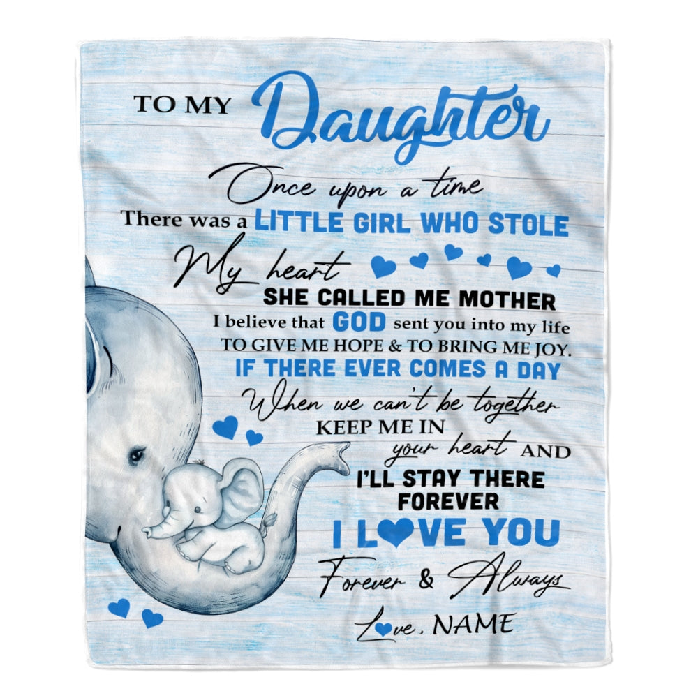 Personalized To My Daughter Elephant Blanket From Mom Mother I'll Stay There Forever Daughter Birthday Christmas Customized Bed Quilt Fleece Throw Blanket | siriusteestore