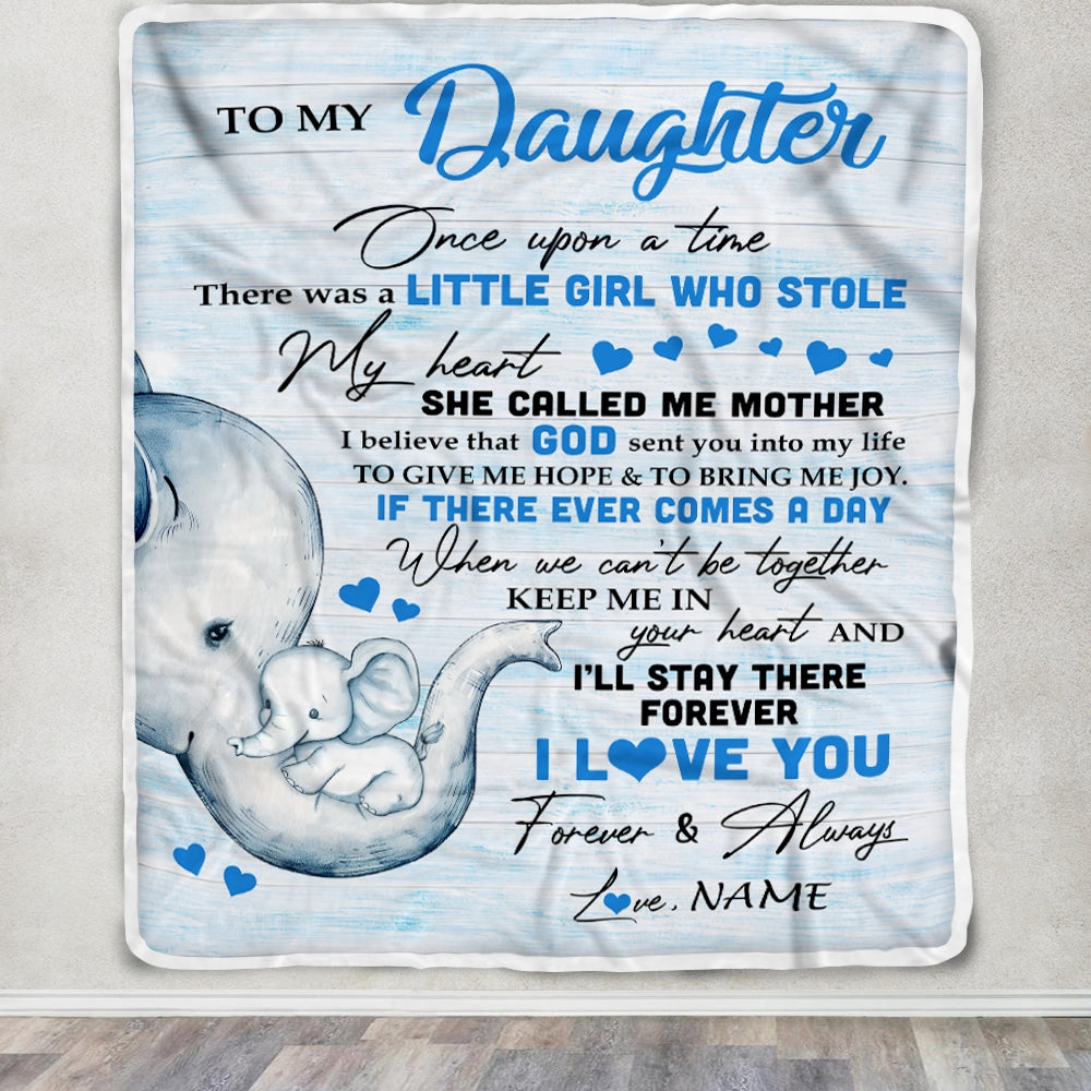 Personalized To My Daughter Elephant Blanket From Mom Mother I'll Stay There Forever Daughter Birthday Christmas Customized Bed Quilt Fleece Throw Blanket | siriusteestore