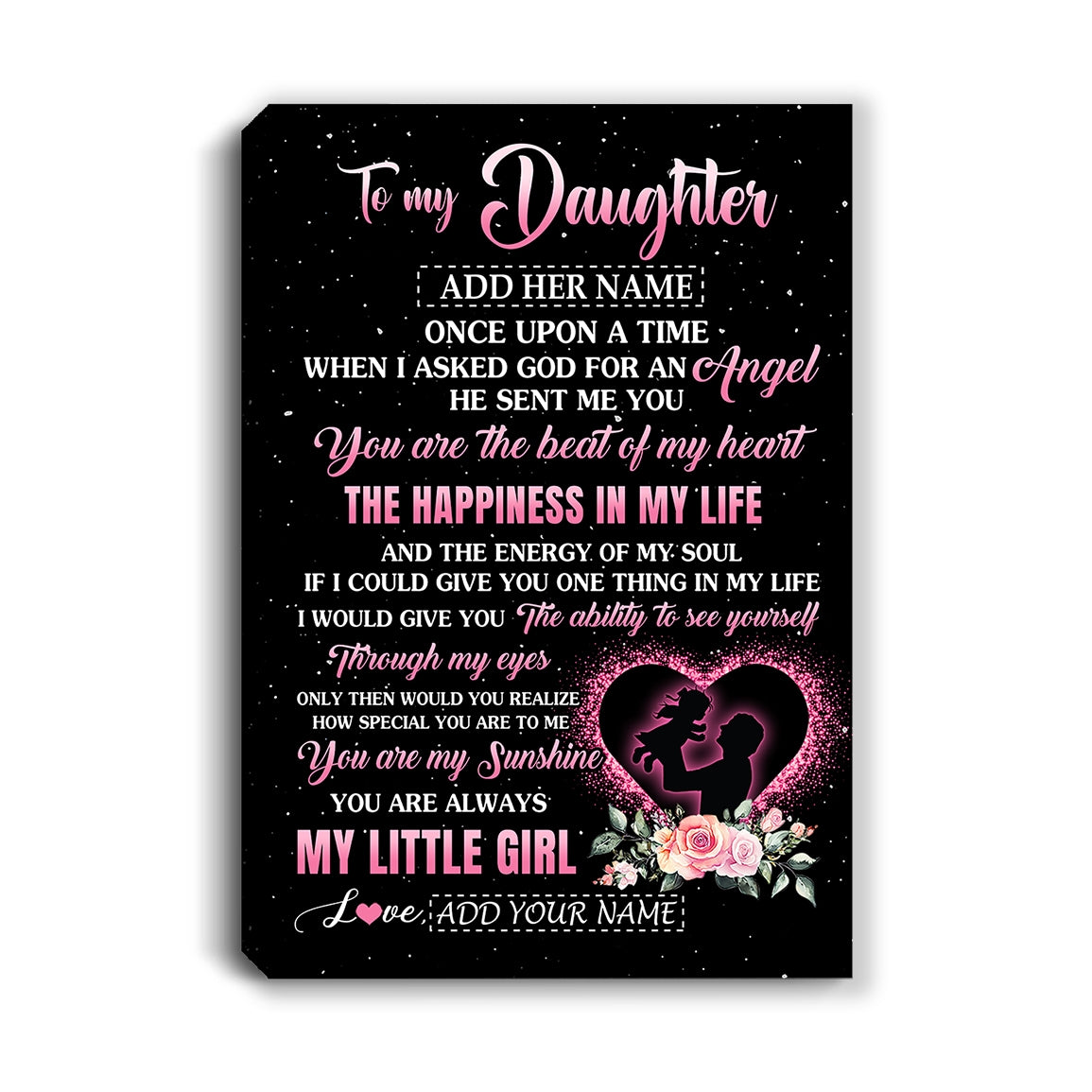 Personalized To My Daughter From Dad Father Canvas Once Upon A Time Birthday Graduation Gifts For Daughter Gifts Christmas Custom Wall Art Print Framed Canvas | siriusteestore
