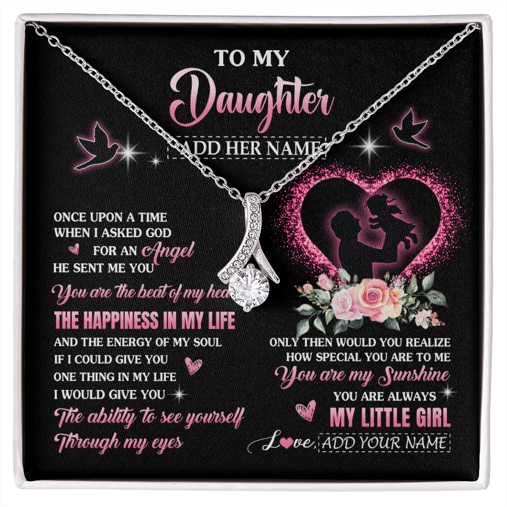 Alluring Beauty Necklace 14K White Gold Finish | 1 | Personalized To My Daughter From Dad Father Necklace Once Upon A Time Birthday Graduation Gifts For Daughter Gifts Christmas Customized Gift Box Message Card | siriusteestore.myshopify