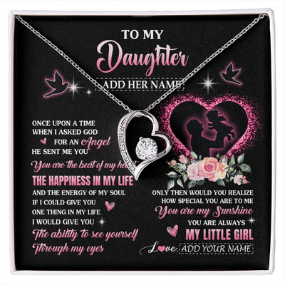 Forever Love Necklace 14K White Gold Finish | 1 | Personalized To My Daughter From Dad Father Necklace Once Upon A Time Birthday Graduation Gifts For Daughter Gifts Christmas Customized Gift Box Message Card | siriusteestore.myshopify