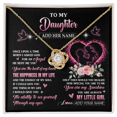 Love Knot Necklace 18K Yellow Gold Finish | 1 | Personalized To My Daughter From Dad Father Necklace Once Upon A Time Birthday Graduation Gifts For Daughter Gifts Christmas Customized Gift Box Message Card | siriusteestore.myshopify