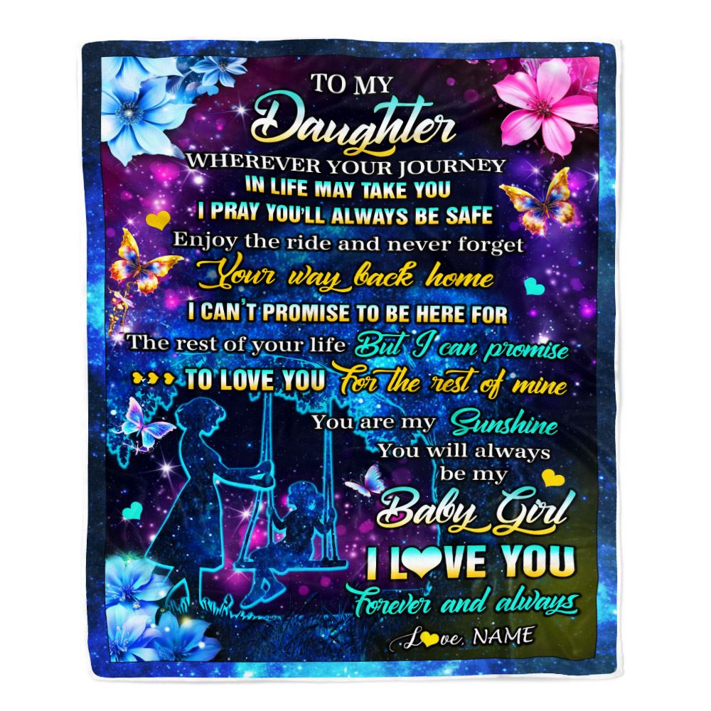 Personalized To My Daughter From Mom Blanket Flower Wherever Your Journey Daughter Birthday Gifts Graduation Thanksgiving Christmas Customized Fleece Blanket | siriusteestore