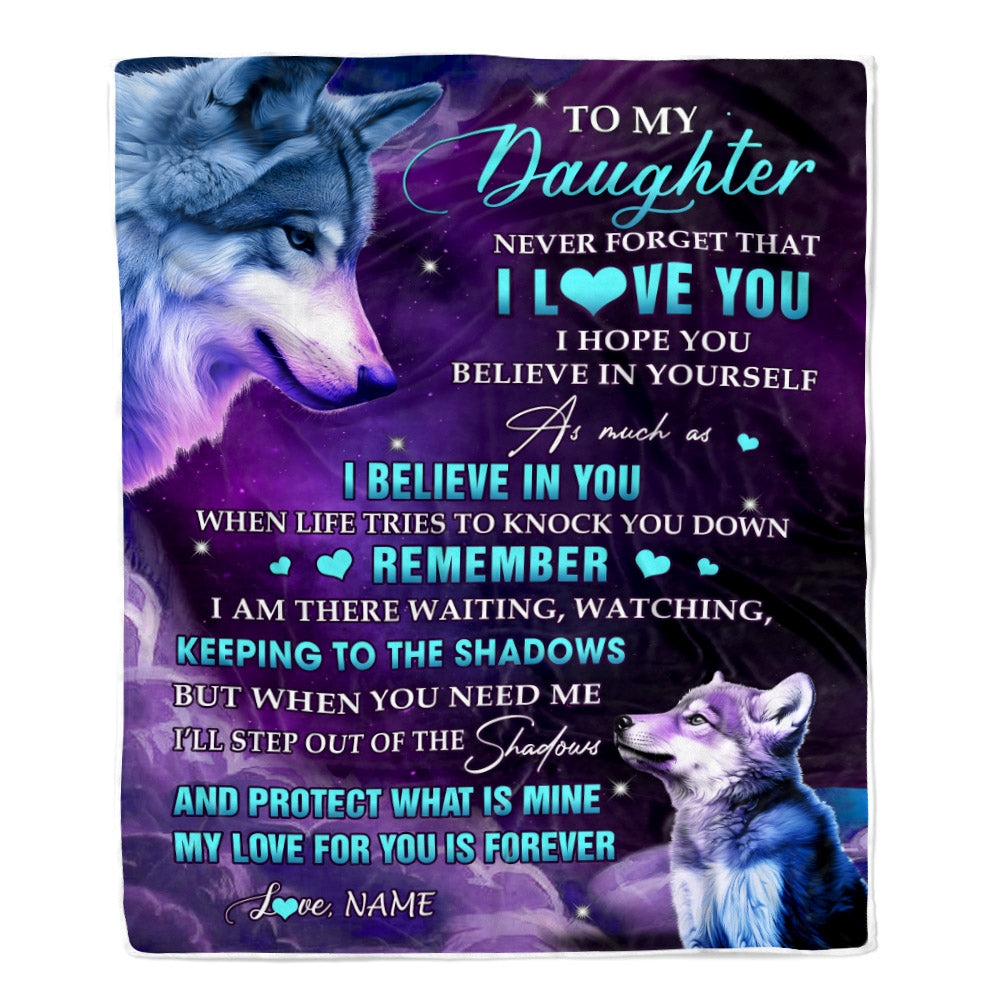 Personalized To My Daughter From Mom Dad Blanket Wolf Moon My Love For You Is Forever Daughter Birthday Christmas Customized Fleece Blanket | siriusteestore