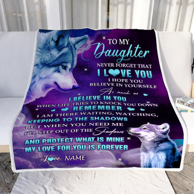 Personalized To My Daughter From Mom Dad Blanket Wolf Moon My Love For You Is Forever Daughter Birthday Christmas Customized Fleece Blanket | siriusteestore