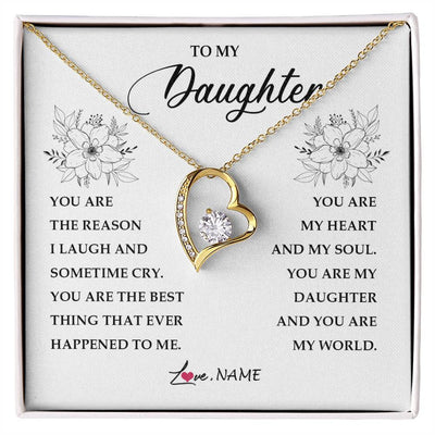 Forever Love Necklace 18K Yellow Gold Finish | Personalized To My Daughter From Mom Dad You Are My Heart My And My Sould Daughter Jewelry Birthday Graduation Christmas Customized Gift Box Message Card | siriusteestore