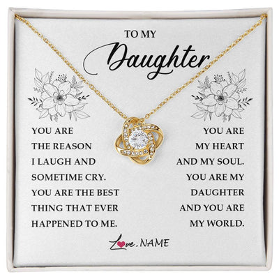 Love Knot Necklace 18K Yellow Gold Finish | Personalized To My Daughter From Mom Dad You Are My Heart My And My Sould Daughter Jewelry Birthday Graduation Christmas Customized Gift Box Message Card | siriusteestore