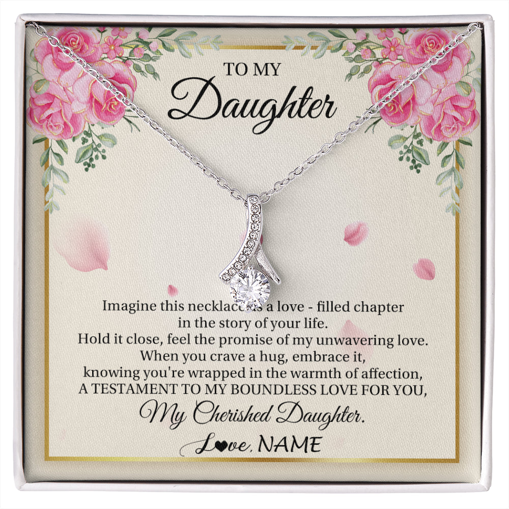 Alluring Beauty Necklace 14K White Gold Finish | 1 | Personalized To My Daughter From Mom Imagine This Necklace As A Love Daughter Birthday Jewelry Graduation Christmas Customized Gift Box Message Card | siriusteestore