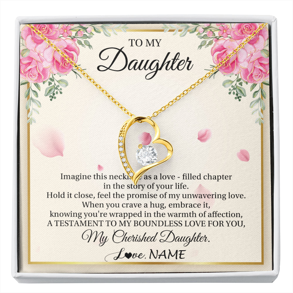 Forever Love Necklace 18K Yellow Gold Finish | 1 | Personalized To My Daughter From Mom Imagine This Necklace As A Love Daughter Birthday Jewelry Graduation Christmas Customized Gift Box Message Card | siriusteestore