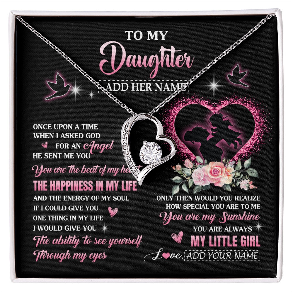 Forever Love Necklace 14K White Gold Finish | 1 | Personalized To My Daughter From Mom Mother Necklace Once Upon A Time Birthday Graduation Gifts For Daughter Gifts Christmas Customized Gift Box Message Card | siriusteestore.myshopify