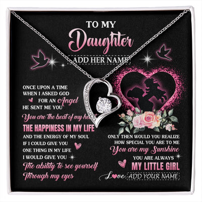 Forever Love Necklace 14K White Gold Finish | 1 | Personalized To My Daughter From Mom Mother Necklace Once Upon A Time Birthday Graduation Gifts For Daughter Gifts Christmas Customized Gift Box Message Card | siriusteestore.myshopify