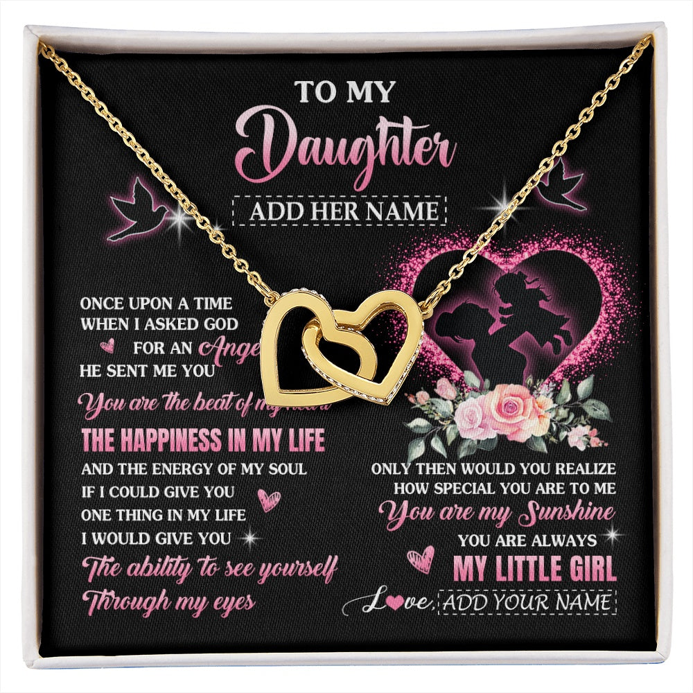 Interlocking Hearts Necklace 18K Yellow Gold Finish | 1 | Personalized To My Daughter From Mom Mother Necklace Once Upon A Time Birthday Graduation Gifts For Daughter Gifts Christmas Customized Gift Box Message Card | siriusteestore.myshopify