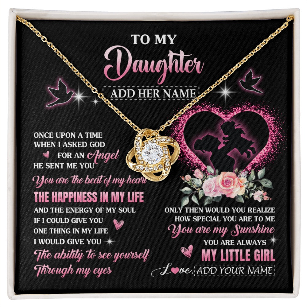 Love Knot Necklace 18K Yellow Gold Finish | 1 | Personalized To My Daughter From Mom Mother Necklace Once Upon A Time Birthday Graduation Gifts For Daughter Gifts Christmas Customized Gift Box Message Card | siriusteestore.myshopify