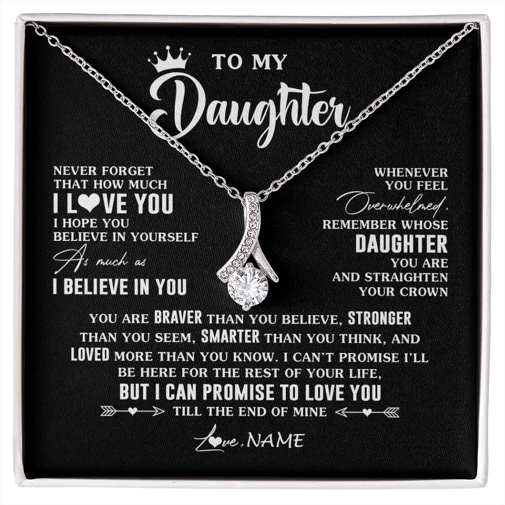 Alluring Beauty Necklace 14K White Gold Finish | 1 | Personalized To My Daughter Gifs From Mom Necklace How Much I Love You Daughter Birthday Jewelry Graduation Christmas Customized Gift Box Message Card | siriusteestore