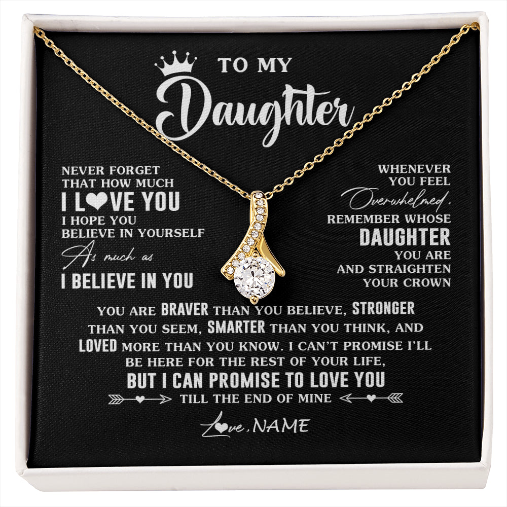 Alluring Beauty Necklace 18K Yellow Gold Finish | 1 | Personalized To My Daughter Gifs From Mom Necklace How Much I Love You Daughter Birthday Jewelry Graduation Christmas Customized Gift Box Message Card | siriusteestore
