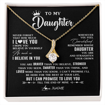 Alluring Beauty Necklace 18K Yellow Gold Finish | 1 | Personalized To My Daughter Gifs From Mom Necklace How Much I Love You Daughter Birthday Jewelry Graduation Christmas Customized Gift Box Message Card | siriusteestore