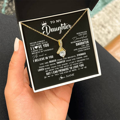 Alluring Beauty Necklace 18K Yellow Gold Finish | 2 | Personalized To My Daughter Gifs From Mom Necklace How Much I Love You Daughter Birthday Jewelry Graduation Christmas Customized Gift Box Message Card | siriusteestore