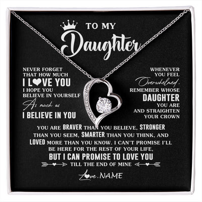 Forever Love Necklace 14K White Gold Finish | 1 | Personalized To My Daughter Gifs From Mom Necklace How Much I Love You Daughter Birthday Jewelry Graduation Christmas Customized Gift Box Message Card | siriusteestore