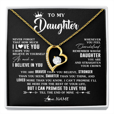 Forever Love Necklace 18K Yellow Gold Finish | 1 | Personalized To My Daughter Gifs From Mom Necklace How Much I Love You Daughter Birthday Jewelry Graduation Christmas Customized Gift Box Message Card | siriusteestore