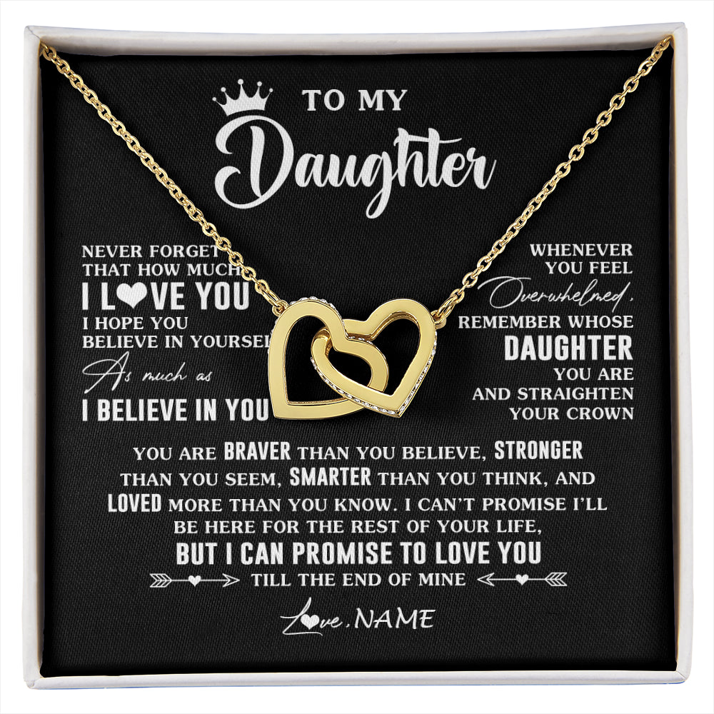 Interlocking Hearts Necklace 18K Yellow Gold Finish | 1 | Personalized To My Daughter Gifs From Mom Necklace How Much I Love You Daughter Birthday Jewelry Graduation Christmas Customized Gift Box Message Card | siriusteestore