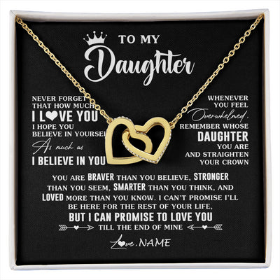 Interlocking Hearts Necklace 18K Yellow Gold Finish | 1 | Personalized To My Daughter Gifs From Mom Necklace How Much I Love You Daughter Birthday Jewelry Graduation Christmas Customized Gift Box Message Card | siriusteestore