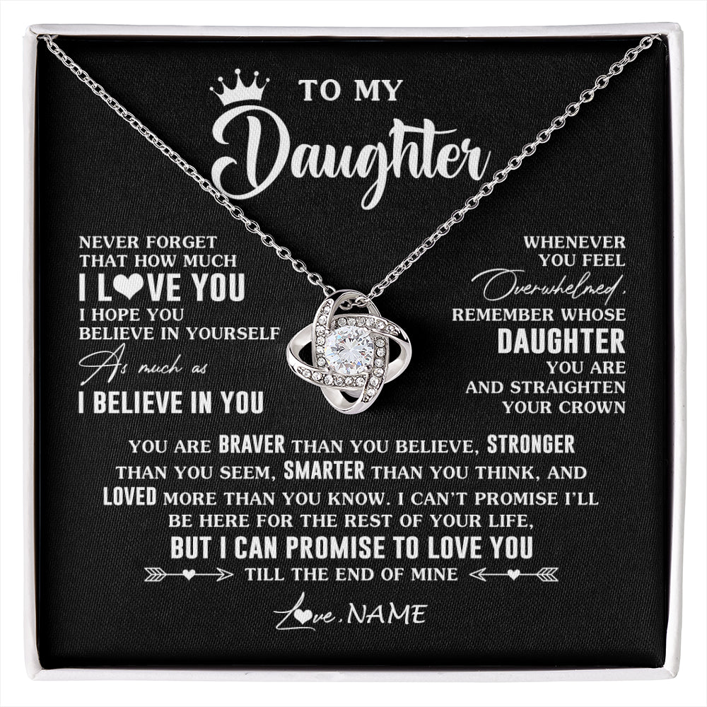 Love Knot Necklace 14K White Gold Finish | 1 | Personalized To My Daughter Gifs From Mom Necklace How Much I Love You Daughter Birthday Jewelry Graduation Christmas Customized Gift Box Message Card | siriusteestore