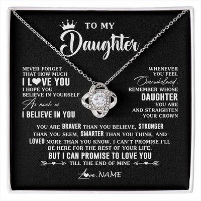 Love Knot Necklace 14K White Gold Finish | 1 | Personalized To My Daughter Gifs From Mom Necklace How Much I Love You Daughter Birthday Jewelry Graduation Christmas Customized Gift Box Message Card | siriusteestore