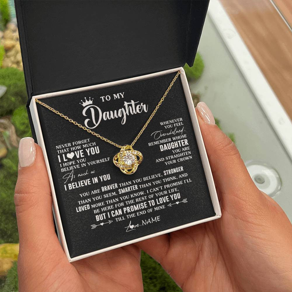 Love Knot Necklace 18K Yellow Gold Finish | 2 | Personalized To My Daughter Gifs From Mom Necklace How Much I Love You Daughter Birthday Jewelry Graduation Christmas Customized Gift Box Message Card | siriusteestore