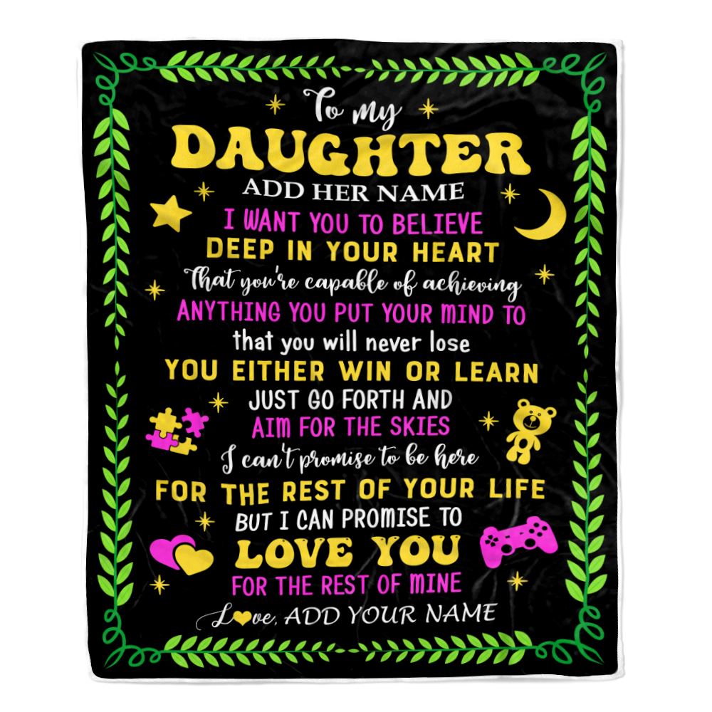 Personalized To My Daughter Gift Blanket From Mom Dad Mother Letter Sleep Cute Daughter Birthday Idea Graduation Christmas Customized Fleece Throw Blanket | siriusteestore