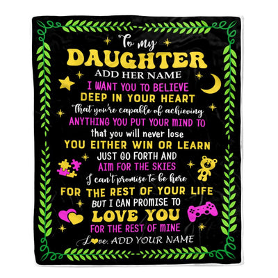 Personalized To My Daughter Gift Blanket From Mom Dad Mother Letter Sleep Cute Daughter Birthday Idea Graduation Christmas Customized Fleece Throw Blanket | siriusteestore