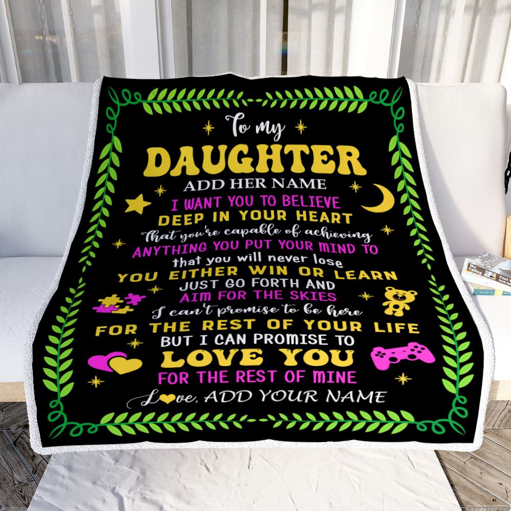 Personalized To My Daughter Gift Blanket From Mom Dad Mother Letter Sleep Cute Daughter Birthday Idea Graduation Christmas Customized Fleece Throw Blanket | siriusteestore
